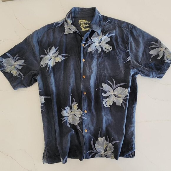 100% Silk Jamaica Jaxx Sz L Men's Tropical Button Floral Shirt Summer Hawaiian - Picture 1 of 10